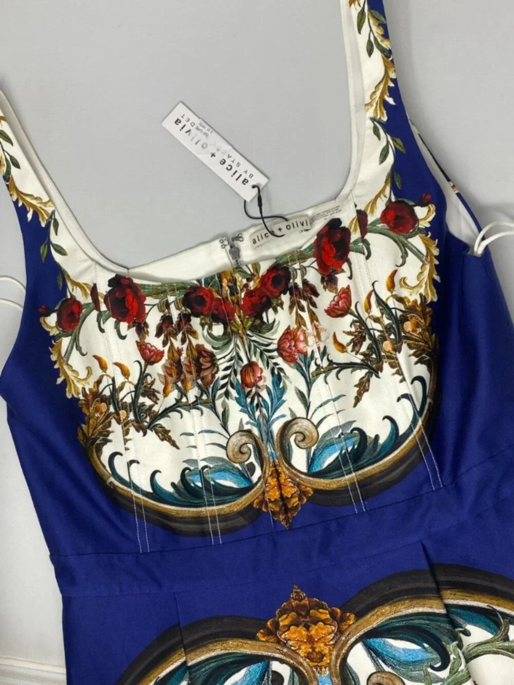 Alice + Olivia Diana Gilded Rose Structured Midi Dress 14 NWT $660 - Picture 6 of 11